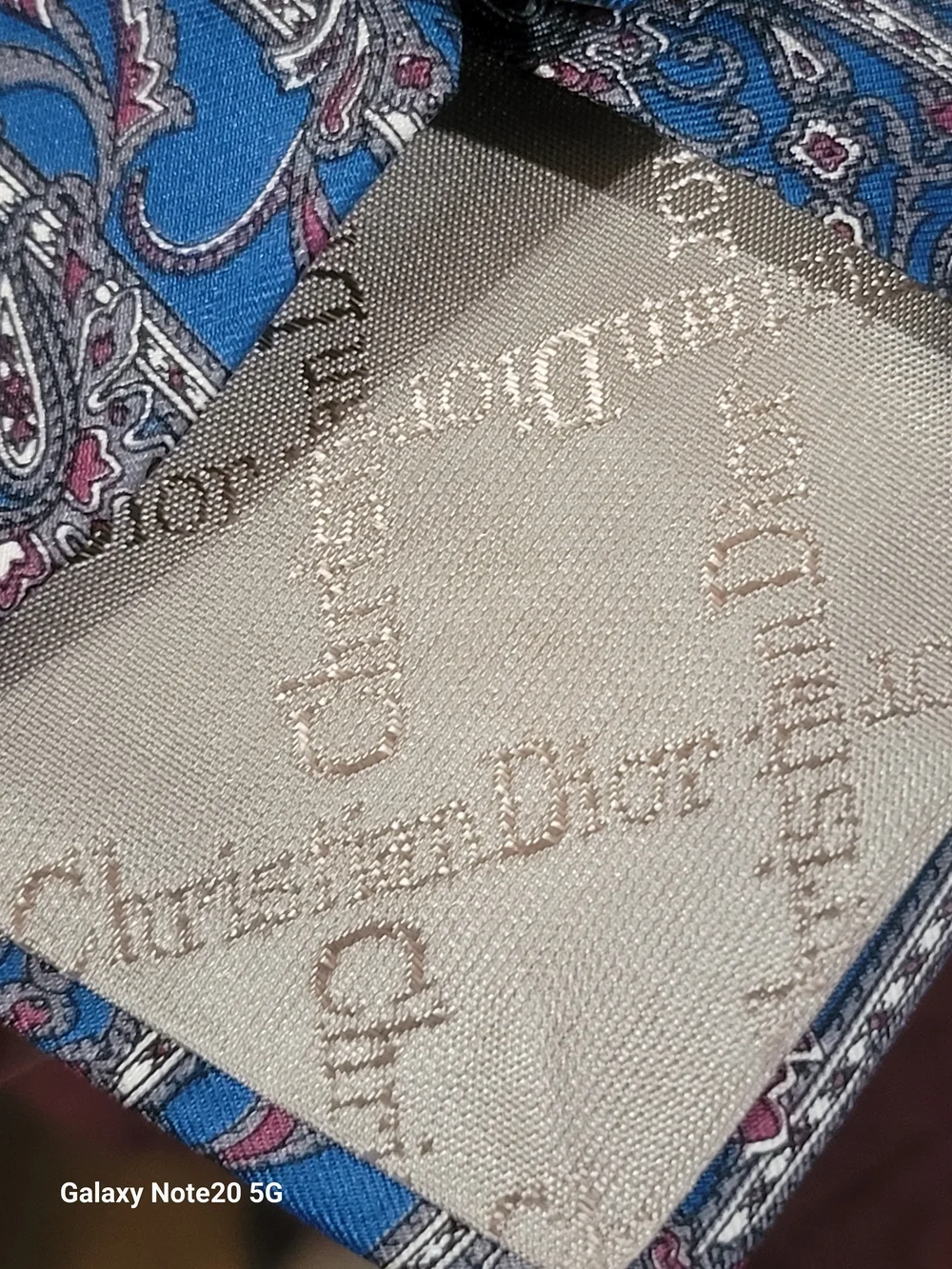 Christian Dior Silk Blue Gray Green Burgundy Paisley Tie EUC